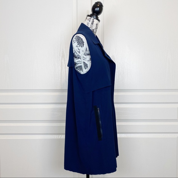 VINCE Laser Cut Trench Vest Navy - Picture 4 of 7
